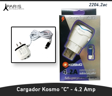 CARGADOR KOSMO 4.2 AMPER TIPO C